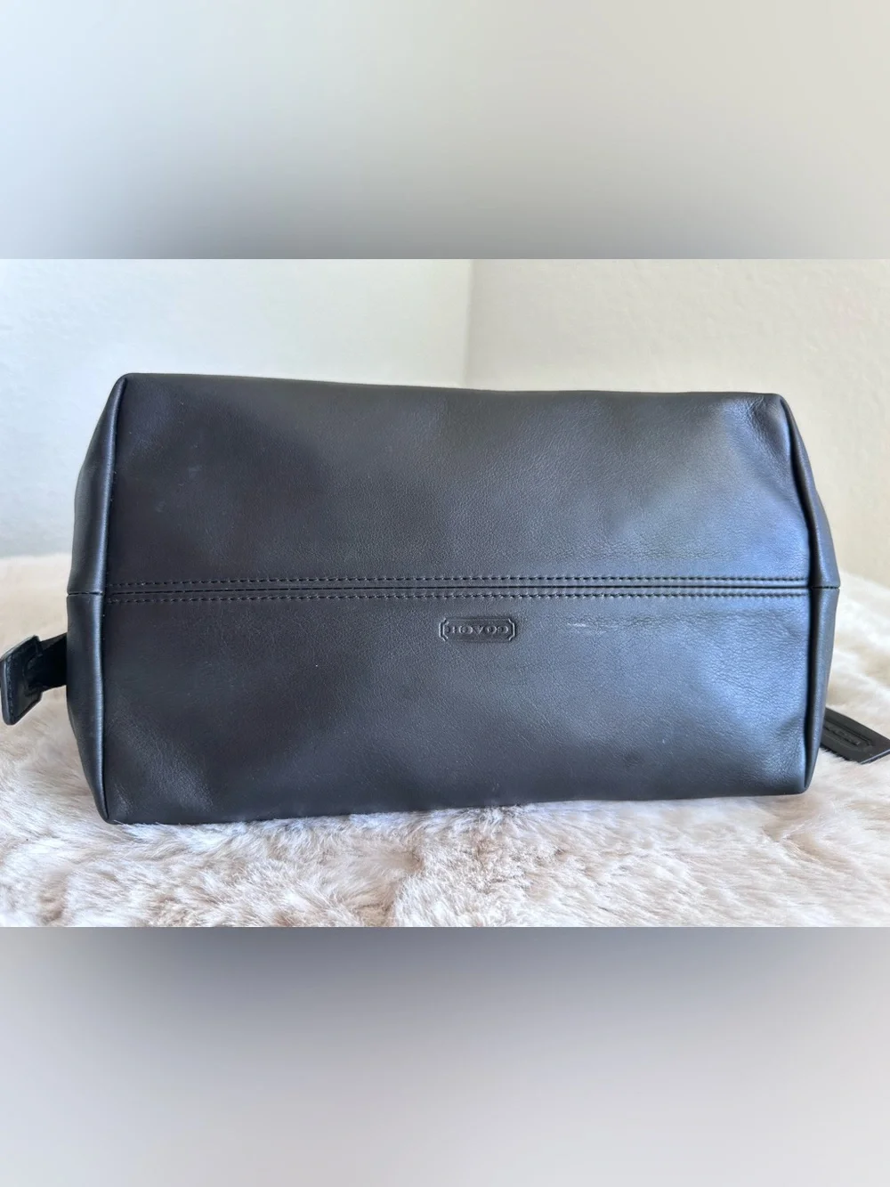 Coach Twill Travel Kit style # 5488 Black Canvas/Leather‎ toiletries rare